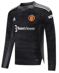 Long Sleeve 21-22 Manchester United Black Goalkeeper Soccer Jersey Shirt