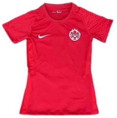 Women 2021 Canada Home Red Soccer Jersey Shirt