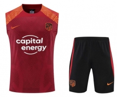 22-23 Atletico Madrid Orange Training Vest Shirt and Shorts