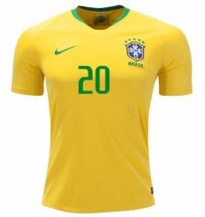 Brazil 2018 World Cup Home Roberto Firmino Soccer Jersey Shirt