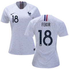 Women France 2018 World Cup NABIL FEKIR 18 Away Soccer Jersey Shirt