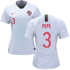 Women Portugal 2018 World Cup PEPE 3 Away Soccer Jersey Shirt
