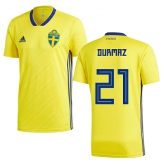 Sweden 2018 World Cup JIMMY DURMAZ 21 Home Shirt Soccer Shirt