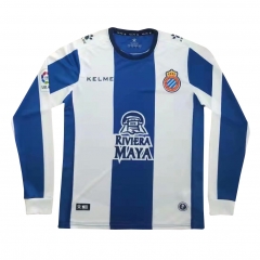 18-19 RCD Espanyol Home Long Sleeve Soccer Jersey Shirt