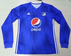 19-20 Millonarios Long Sleeve Home Soccer Jersey Shirt