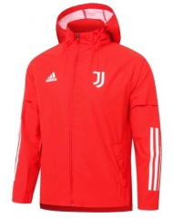 20-21 Juventus Red Windbreaker Hoodie Jacket