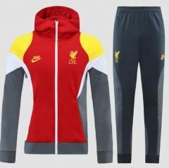 21-22 Liverpool Grey Red Hoodie Jacket and Pants