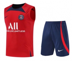 22-23 PSG Red Training Vest Shirt and Shorts