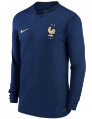 Long Sleeve 2022 World Cup France Home Soccer Jersey Shirt