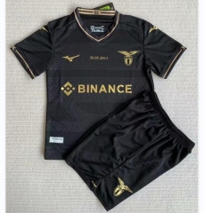 Children Kit 23-24 Lazio 10th Anniversary Black Soccer Uniforms