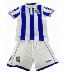 18-19 Real Sociedad Home Children Soccer Jersey Kit Shirt + Shorts