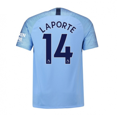 18-19 Manchester City Laporte 14 Home Soccer Jersey Shirt