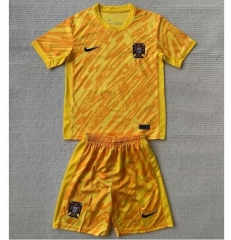 Children 2024 Euro Cup Portugal Orange Goalkeeper Soccer Kits