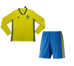 Sweden 2018 World Cup Home Long Sleeve Soccer Jersey Uniform (Shirt + Shorts)