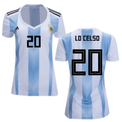 Women Argentina 2018 FIFA World Cup Home Giovani Lo Celso #20 Jersey Shirt