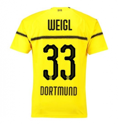 18-19 Borussia Dortmund Weigl 33 Cup Home Soccer Jersey Shirt