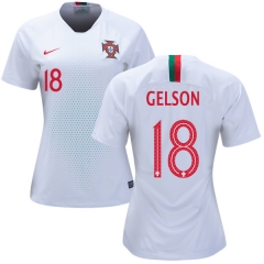 Women Portugal 2018 World Cup GELSON MARTINS 18 Away Soccer Jersey Shirt