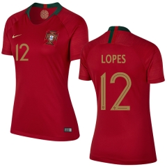 Women Portugal 2018 World Cup ANTHONY LOPES 12 Home Soccer Jersey Shirt