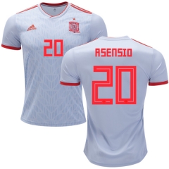 Spain 2018 World Cup MARCO ASENSIO 20 Away Soccer Jersey Shirt