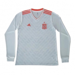 Spain 2018 World Cup Away Long Sleeve Soccer Jersey Shirt