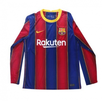 Long Sleeve 20-21 Barcelona Home Soccer Jersey Shirt