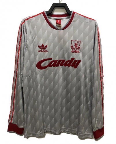 Retro Long Sleeve 89-91 Liverpool Away Soccer Jersey Shirt