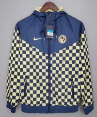 21-22 Club America Navy Yellow Windbreaker Hoodie Jacket