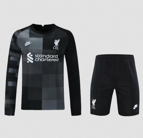 Long Sleeve 21-22 Liverpool Black Goalkeeper Soccer Uniforms
