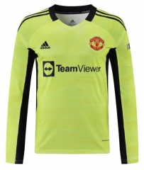 Long Sleeve 21-22 Manchester United Green Goalkeeper Soccer Jersey Shirt