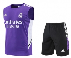 22-23 Real Madrid Purple Training Vest Shirt and Shorts
