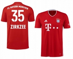Joshua Zirkzee 35 Bayern Munich 20-21 Home Soccer Jersey Shirt