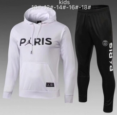 18-19 Children PSG JORDAN White Hoodie Training Suit