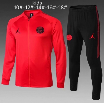 18-19 Children PSG x Jordan Red Training Suit