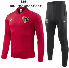 18-19 Children Sao Paulo FC V-Neck Red Training Suit