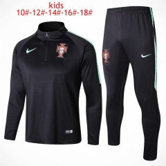Kids Portugal FIFA World Cup 2018 Training Suit Zipper Black