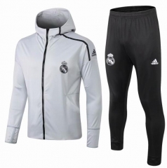 18-19 Real Madrid Light Grey Training Suit (ZNE Hoodie Jacket+Trouser)