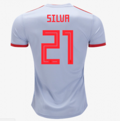 Spain 2018 World Cup Away David Silva Soccer Jersey Shirt