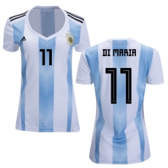 Women Argentina 2018 FIFA World Cup Home Angel Di Maria #11 Jersey Shirt
