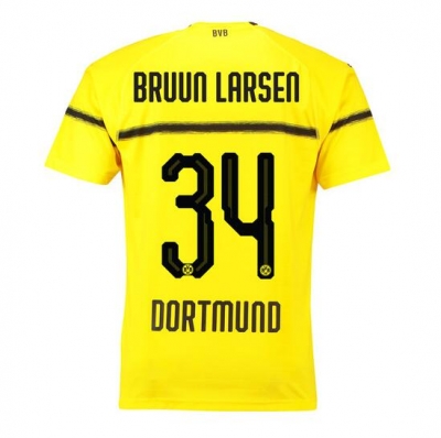 18-19 Borussia Dortmund Bruun Larsen 34 Cup Home Soccer Jersey Shirt