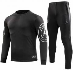 18-19 PSG x Jordan Black O'Neck Training Suit (Sweat Shirt+Trouser)