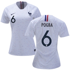 Women France 2018 World Cup PAUL POGBA 6 Away Soccer Jersey Shirt
