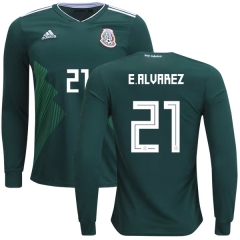 Mexico 2018 World Cup Home EDSON ALVAREZ 21 Long Sleeve Soccer Jersey Shirt