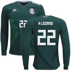 Mexico 2018 World Cup Home HIRVING LOZANO 22 Long Sleeve Soccer Jersey Shirt