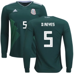 Mexico 2018 World Cup Home DIEGO REYES 5 Long Sleeve Soccer Jersey Shirt