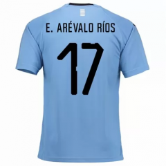 Uruguay 2018 World Cup Home Egidio Arévalo Ríos Soccer Jersey Shirt