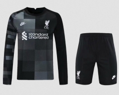 Long Sleeve 21-22 Liverpool Black Goalkeeper Soccer Uniforms