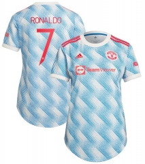 Ronaldo #7 Women UCL 21-22 Manchester United Away Soccer Jersey Shirt