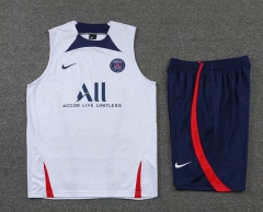 22-23 PSG White Training Vest Shirt and Shorts