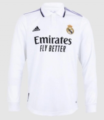Player Version Shirt Long Sleeve Shirt 22-23 Real Madrid Home Soccer Jersey