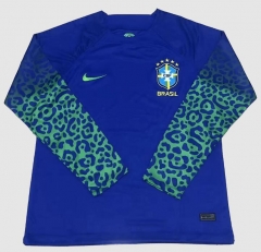 Long Sleeve Brazil 2022 World Cup Away Soccer Jersey Shirt